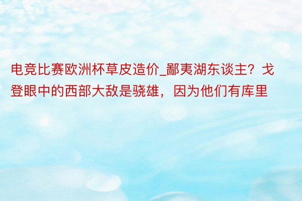 电竞比赛欧洲杯草皮造价_鄙夷湖东谈主？戈登眼中的西部大敌是骁雄，因为他们有库里